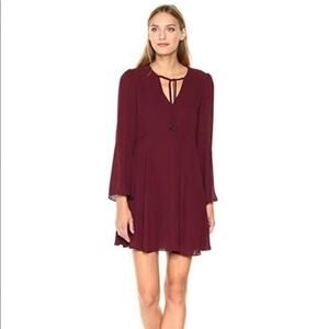 New SAM EDELMAN Bell Sleeve A-Line Burgandy Dress Size 2